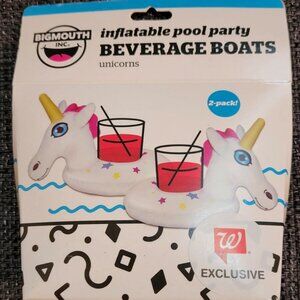 Big Mouth inflatable pool party beverage boats unicorns 2 pack summer swim B1
